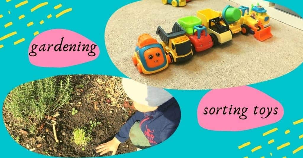 sorting and gardening sensory activity
